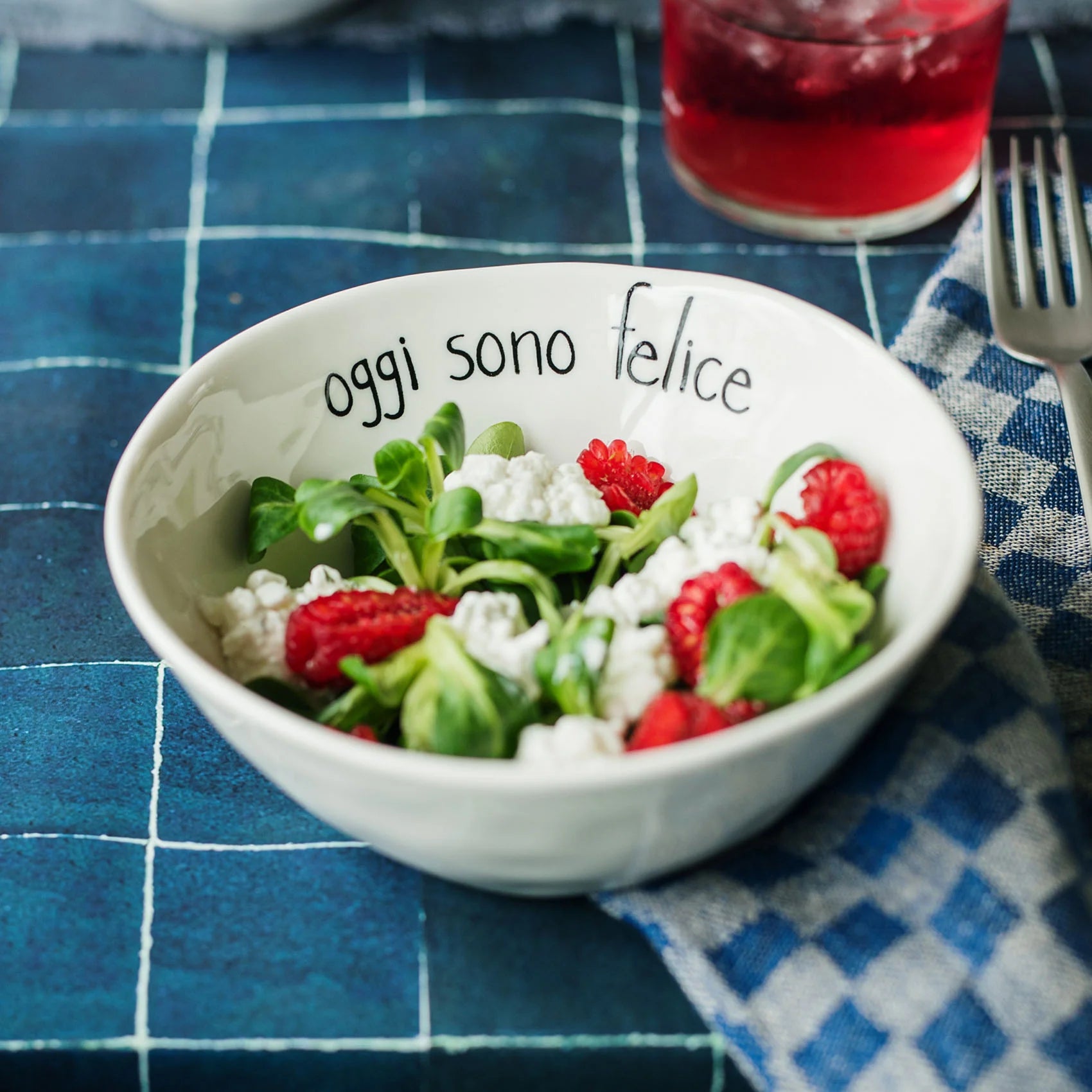 SIMPLE DAY - Set 2 Coppette in Gres – Decoro "Oggi sono felice"
