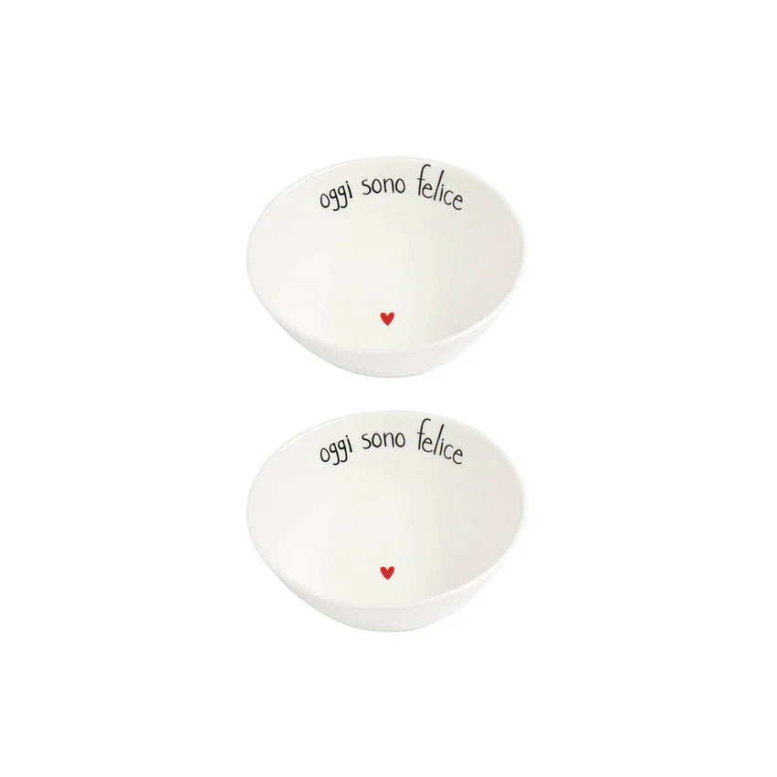 SIMPLE DAY - Set 2 Coppette in Gres – Decoro "Oggi sono felice"