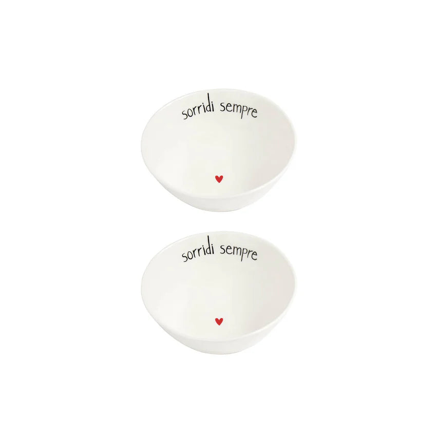 SIMPLE DAY - Set 2 Coppette in Gres – Decoro "Sorridi sempre"