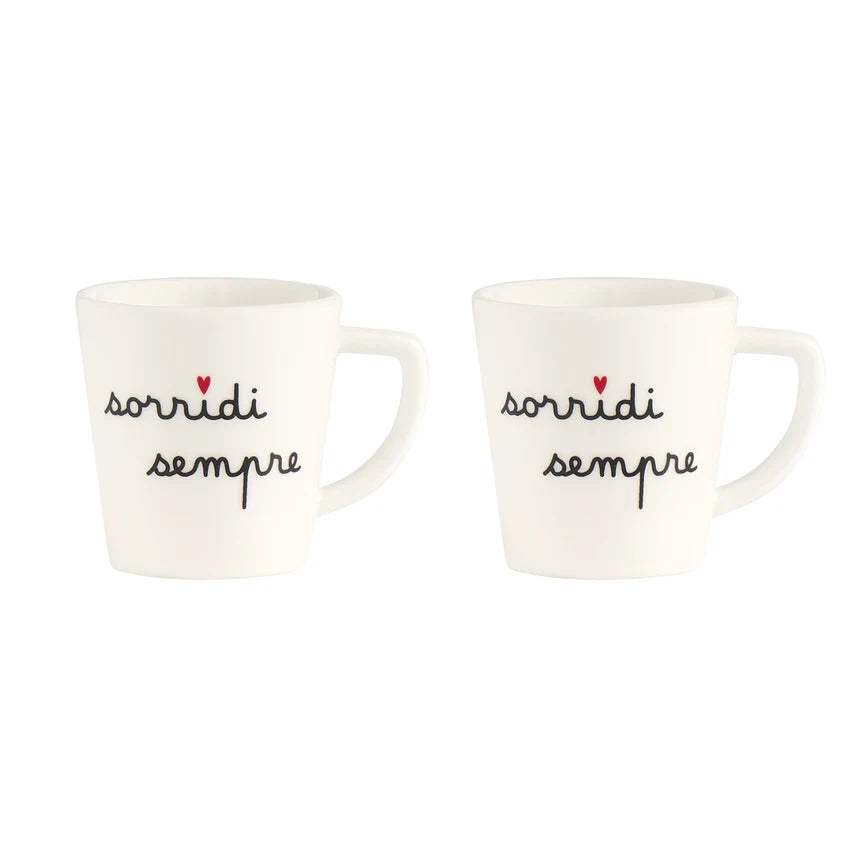 Simple Day Set 2 tazzine espresso in gres porcellanato Sorridi sempre 100 ml