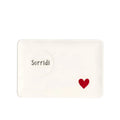 Simple Day Set 2 piattini per tazze espresso Sorridi con cuore rosso 15 × 10 cm