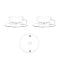SIMPLE DAY - Set 2 Tazzine Espresso con Piattino in Vetro Borosilicato – Decoro Espresso Cuori Rossi