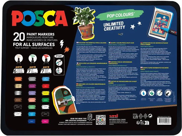 POSCA Metal Case 20 Pz Pop Colours