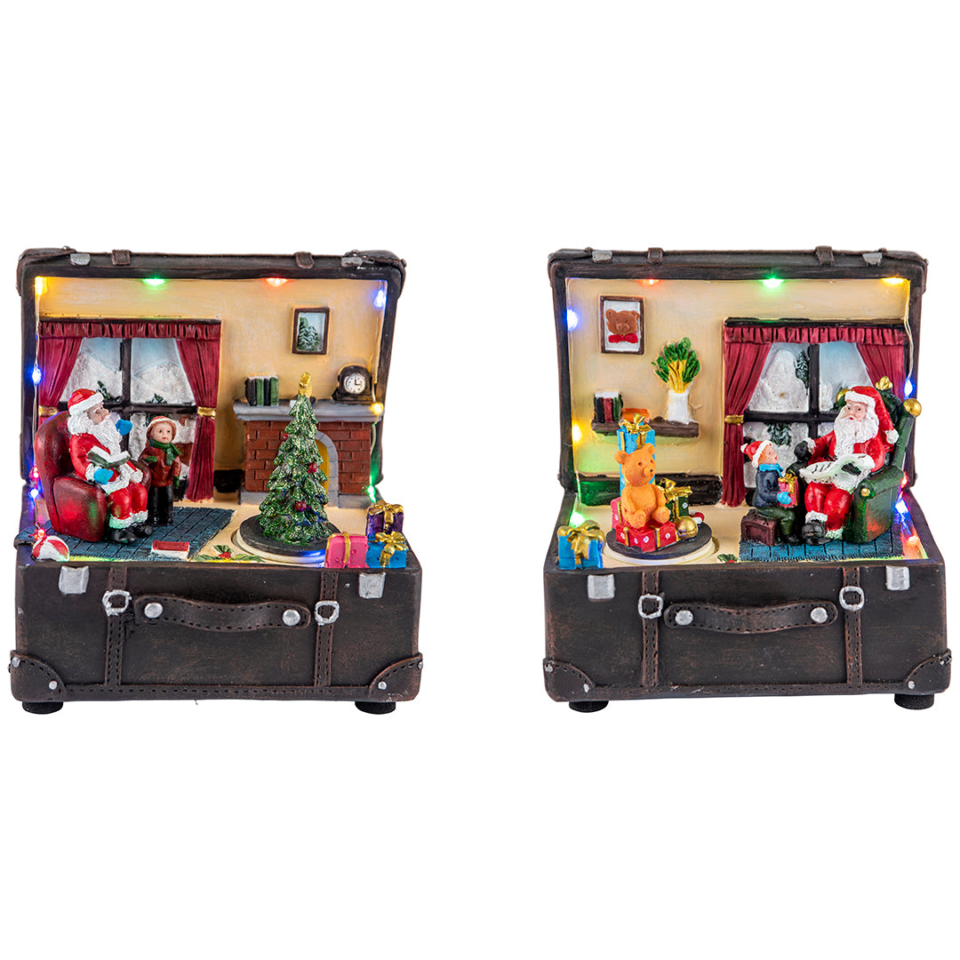 Suitcase xmas tree animated 2 assMulticolor-B/O-LED-15,5x13x16cm