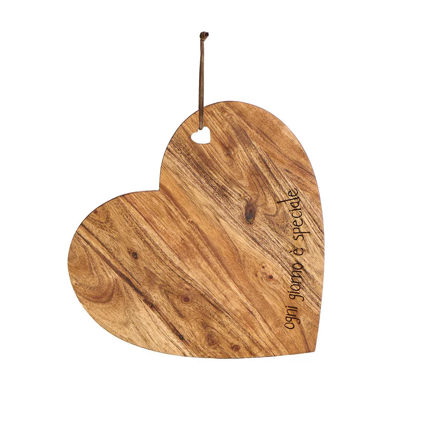 SIMPLE DAY - Tagliere a Cuore in Legno di Acacia Decoro Ogni Giorno è Speciale 32x30 cm