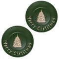 Simple Day Set 2 piatti dessert in gres Merry Christmas verde e oro Ø 21 cm