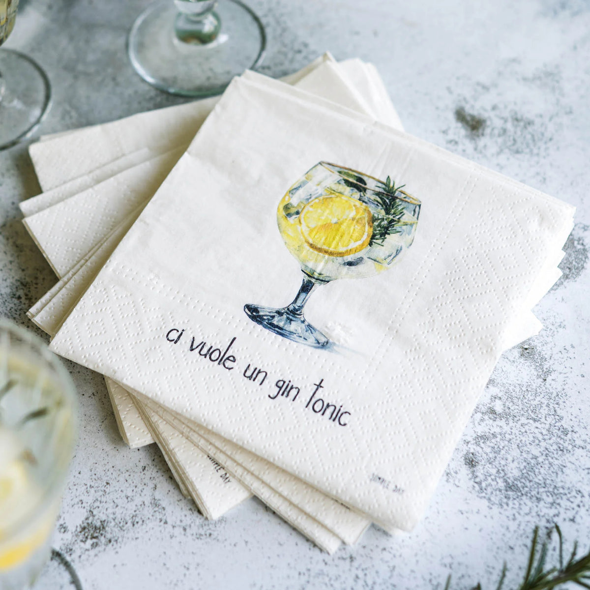 Simple Day Set 20 Tovaglioli in Carta 33x33 cm - Ci vuole un gin tonic