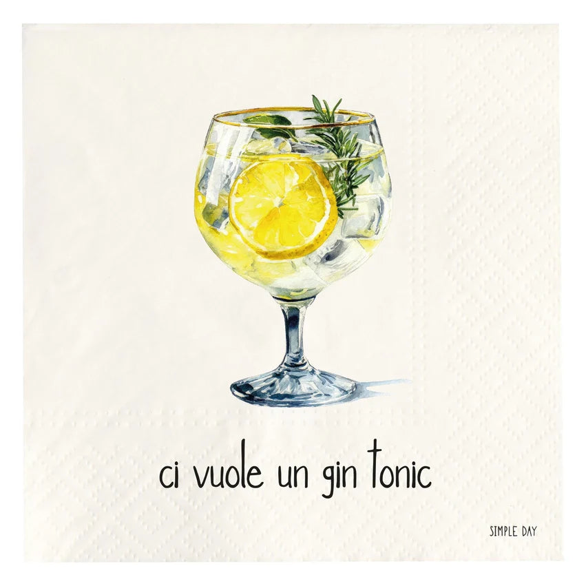 Simple Day Set 20 Tovaglioli in Carta 33x33 cm - Ci vuole un gin tonic