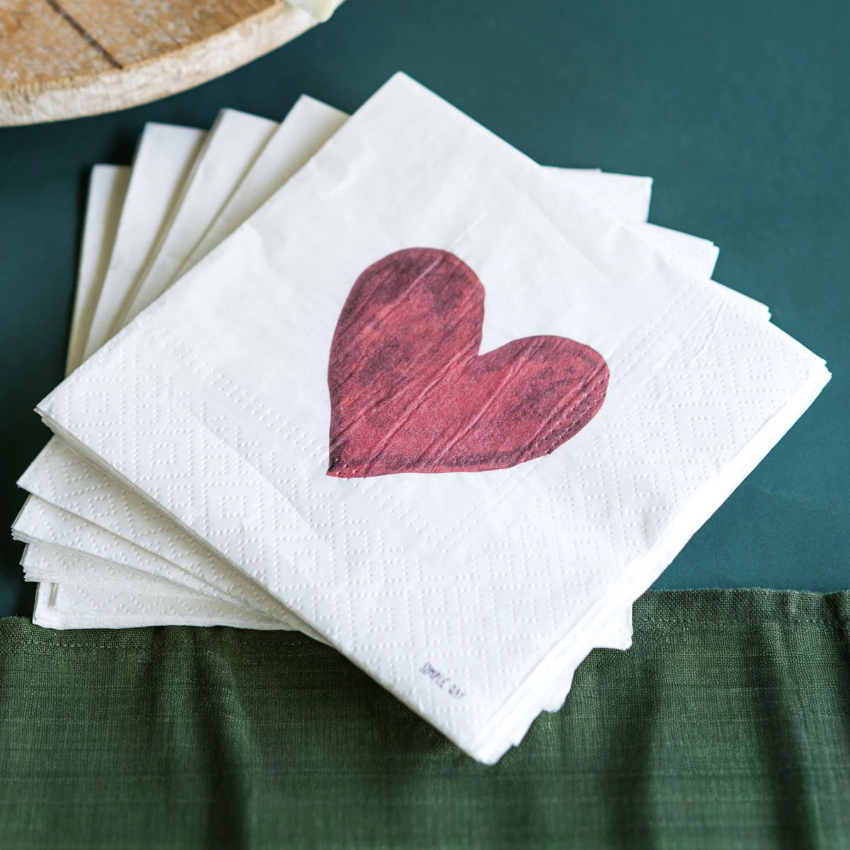 Simple Day Set 20 Tovaglioli in Carta 33x33 cm - Cuore Rosso
