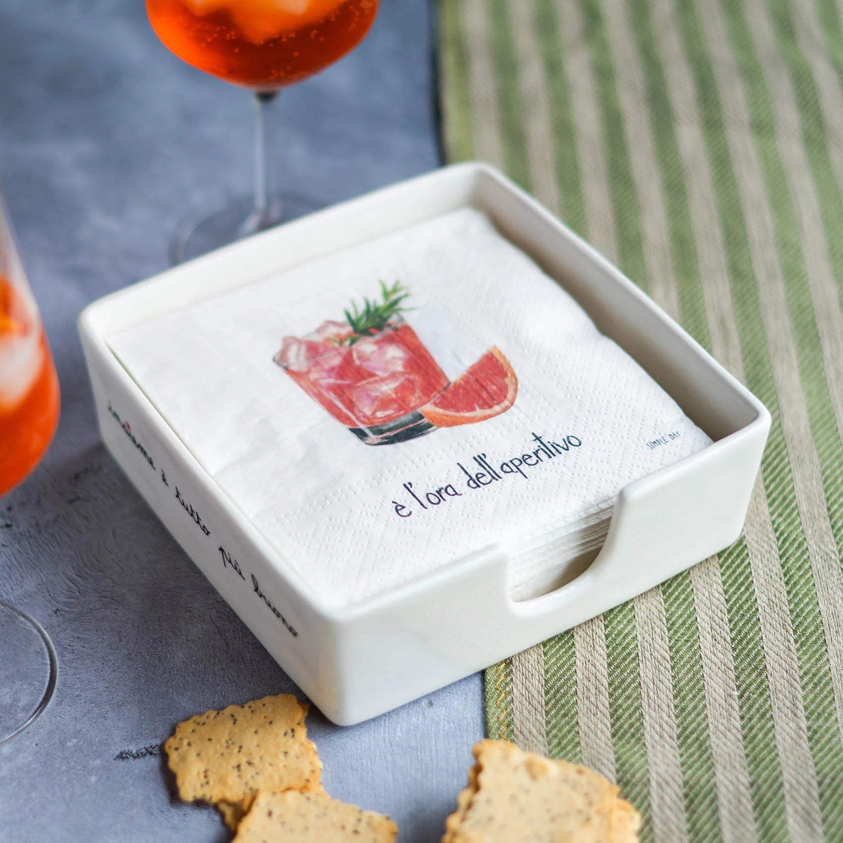 SIMPLE DAY Set 20 Tovaglioli in Carta 33x33 cm "È l'ora dell'aperitivo" | Design Italiano