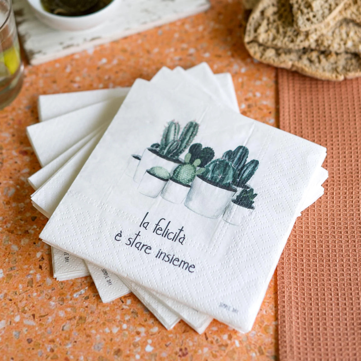 Simple Day Set di 20 Tovaglioli in Carta 33x33 cm - La felicità è stare insieme