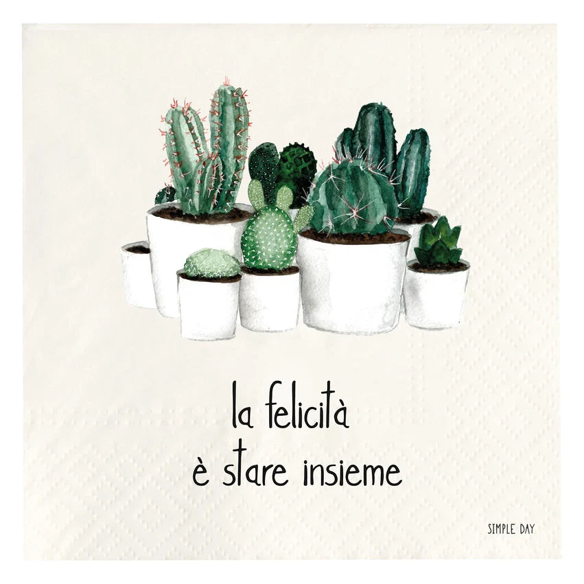 Simple Day Set di 20 Tovaglioli in Carta 33x33 cm - La felicità è stare insieme