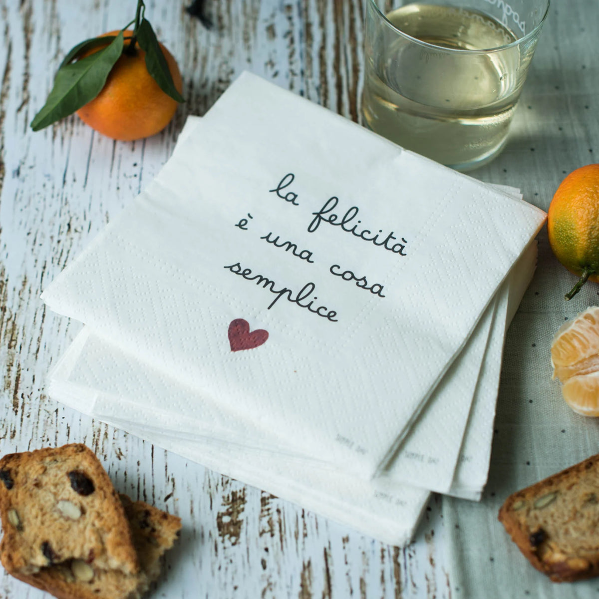 Simple Day Set 20 Tovaglioli in Carta 33x33 cm - La felicità è una cosa semplice