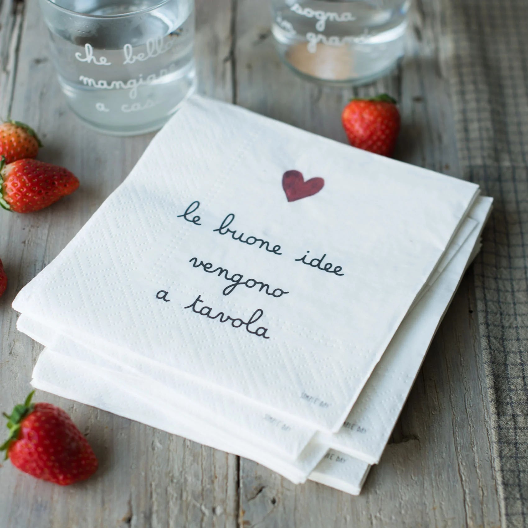 SIMPLE DAY - Set 20 Tovaglioli in Carta – Decoro "Le buone idee vengono a tavola" 33x33 cm