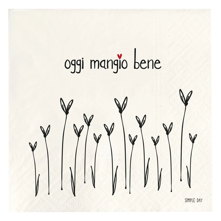 Simple Day Set 20 Tovaglioli in Carta 33x33 cm - Oggi mangio bene