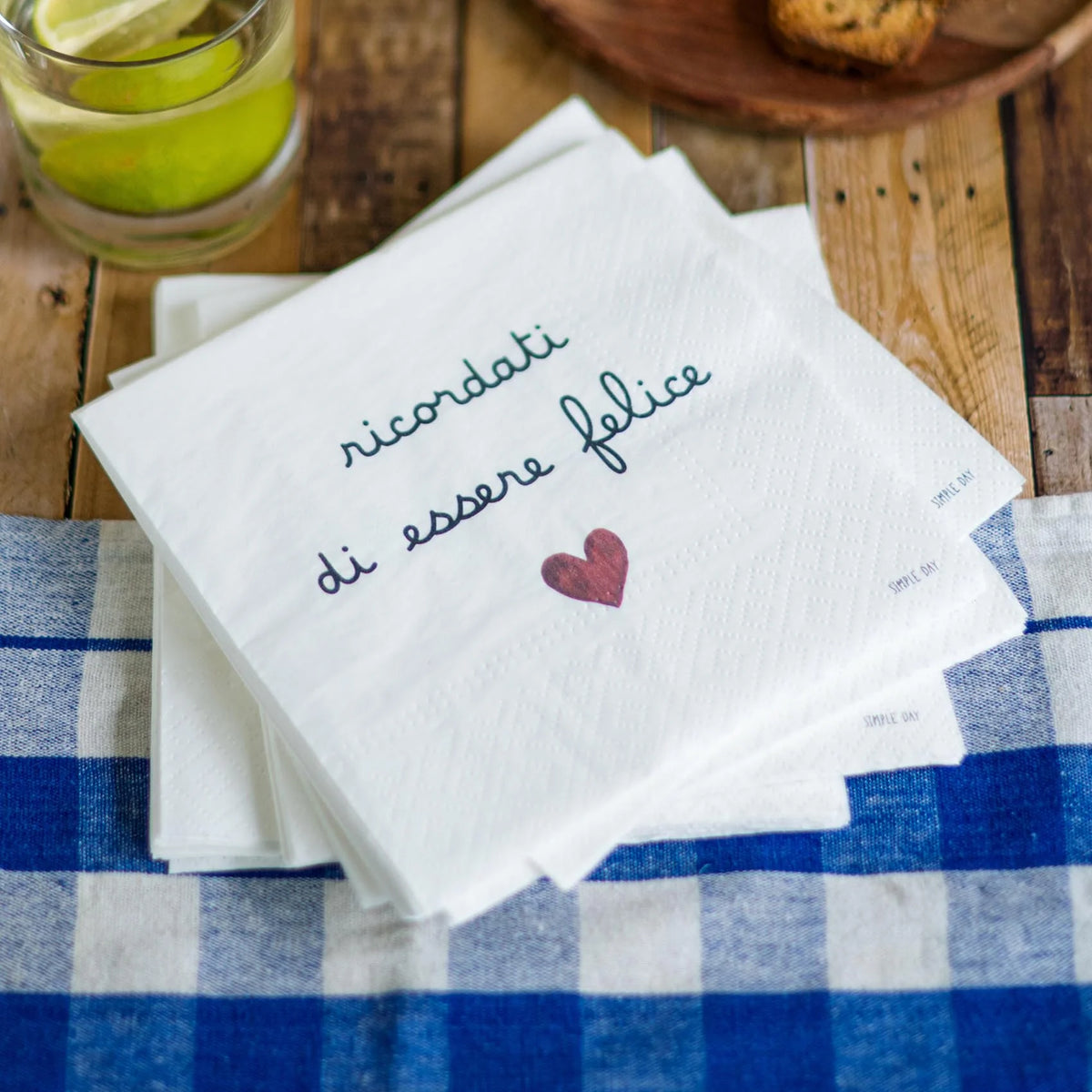 Simple Day Set 20 Tovaglioli in Carta 33x33 cm - Ricordati di essere felice