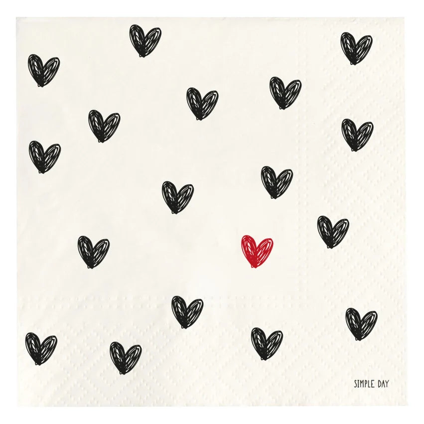 Simple Day Set 20 Tovaglioli in Carta 33x33 cm - Tappezzeria cuori