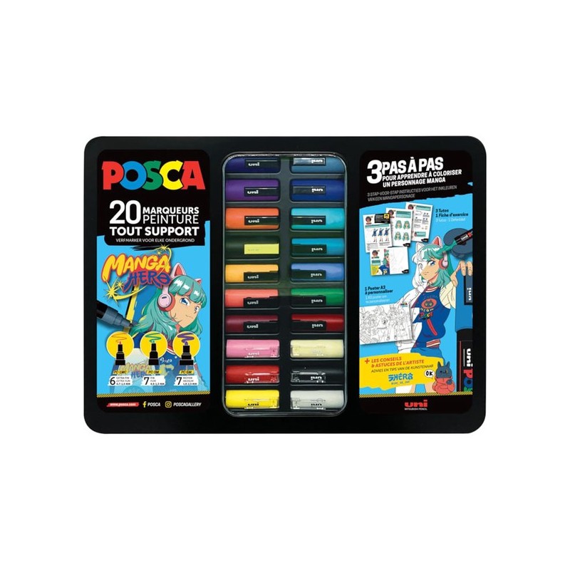 POSCA Metal Case 20 Pz Pop Manga Hero