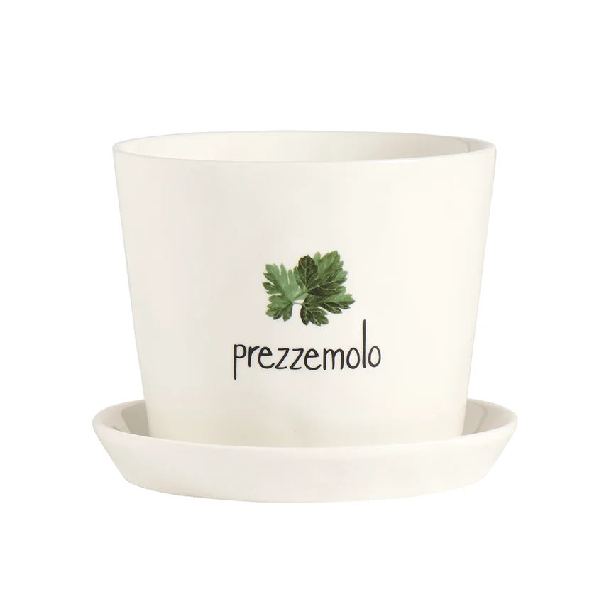 Simple Day Vaso in Gres Porcellanato con Sottovaso 15x12,5 cm - Prezzemolo