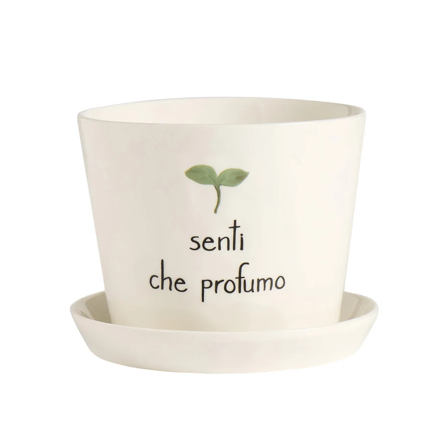 Simple Day Vaso in Gres Porcellanato con Sottovaso 15x12,5 cm - Senti che profumo