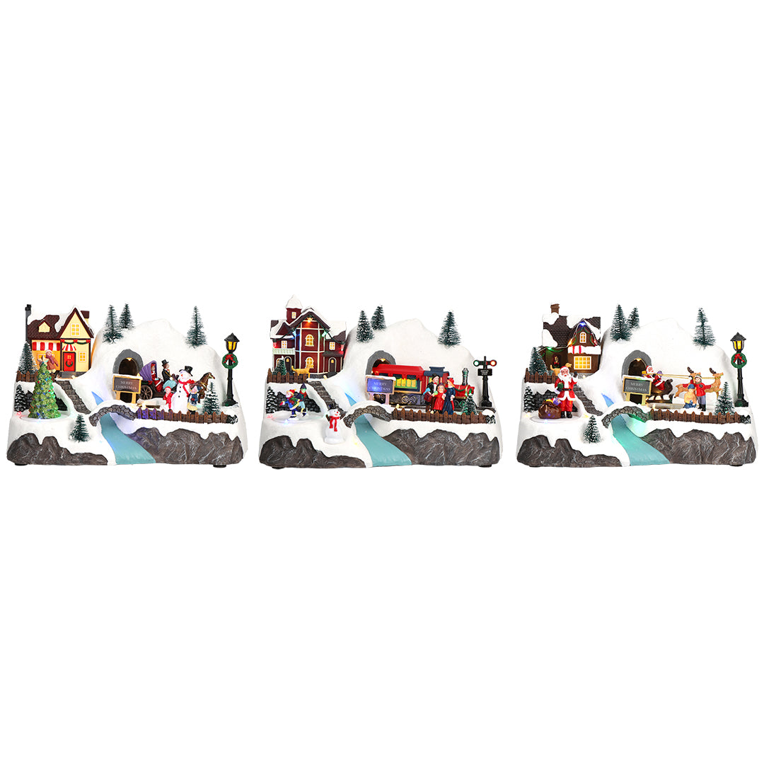 Village animated 3 assMulticolor-Adapter-LED-29,5x19x19,5cm