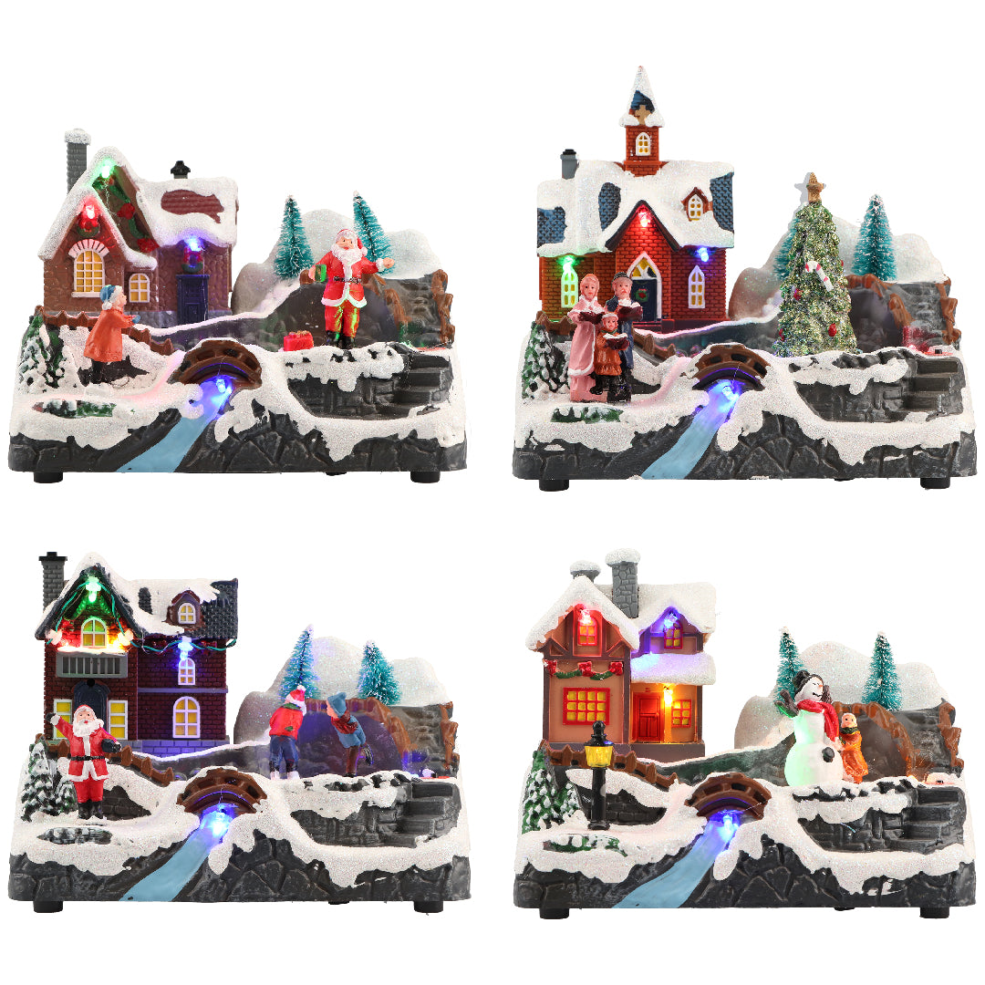 Village animated 4assMulticolor-B/O-LED-19x12,6x14,4