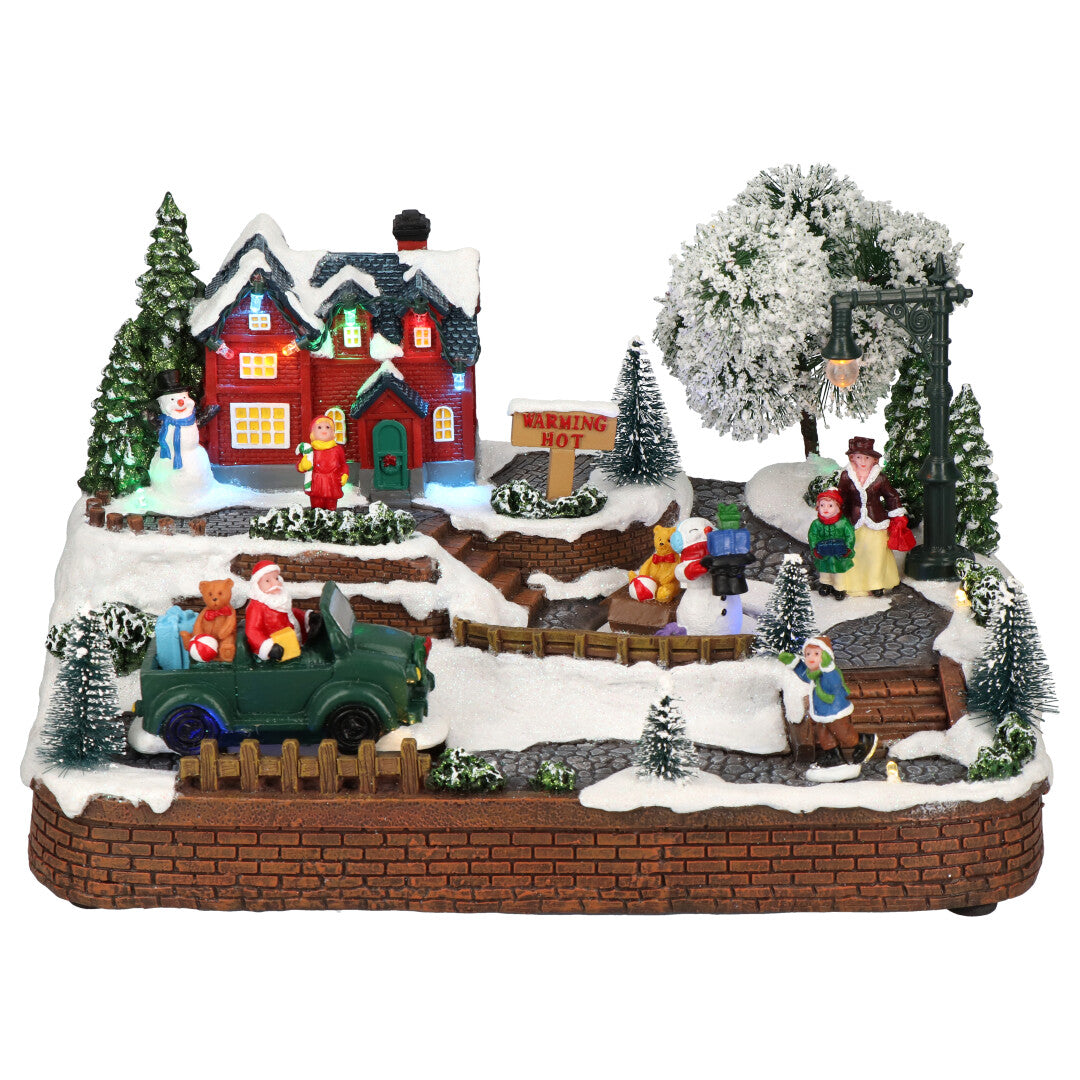 Village car animatedMulticolor-Adapter-LED-30,5x19,5x18cm