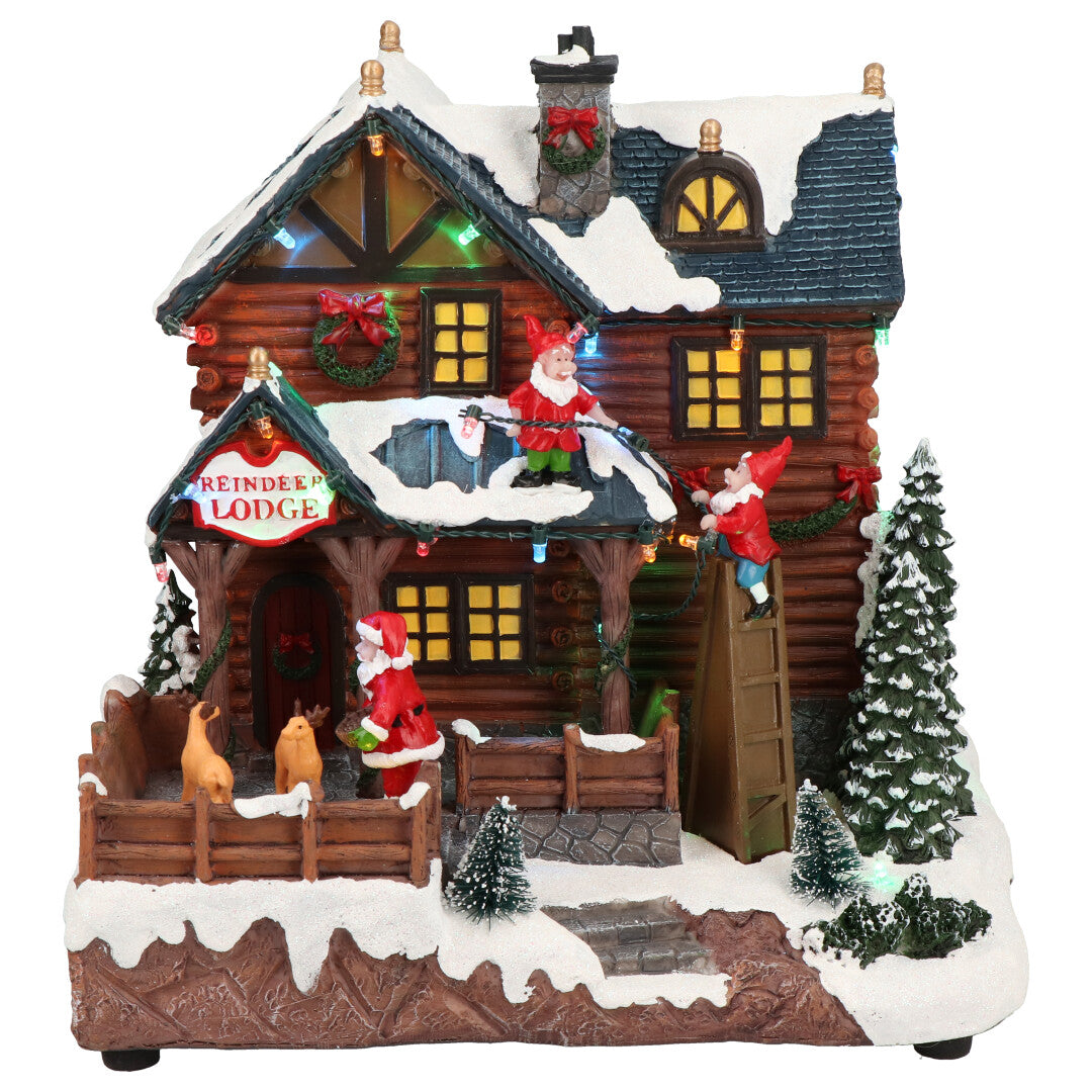 Village deer animated Multicolor-Adapter-LED-25,5x21x25cm