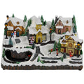 Village skaters and train animatedMulticolor-Adapter-LED-43x26x26,5cm