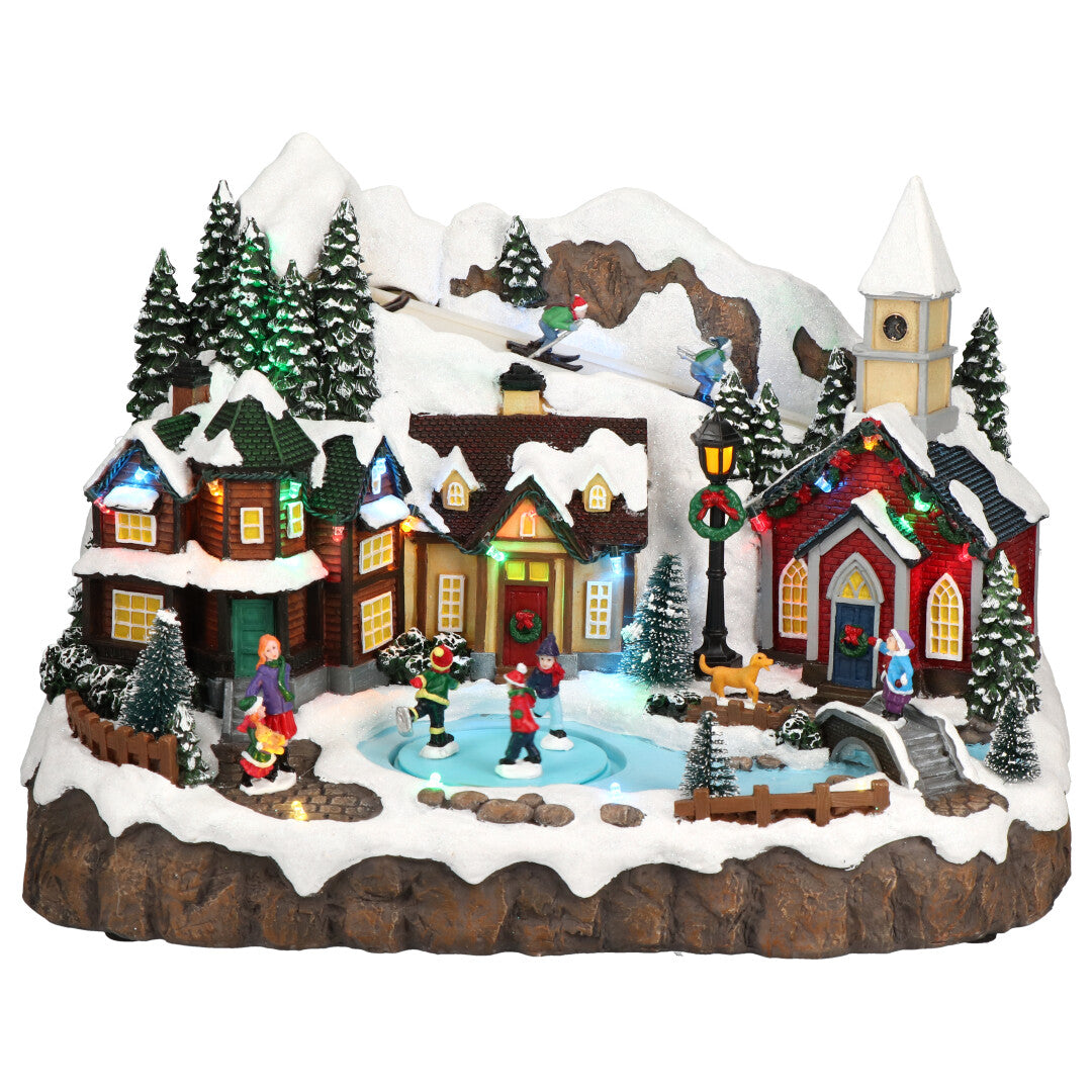 Village skaters animatedMulticolor-Adapter-LED-35x23x24,5cm