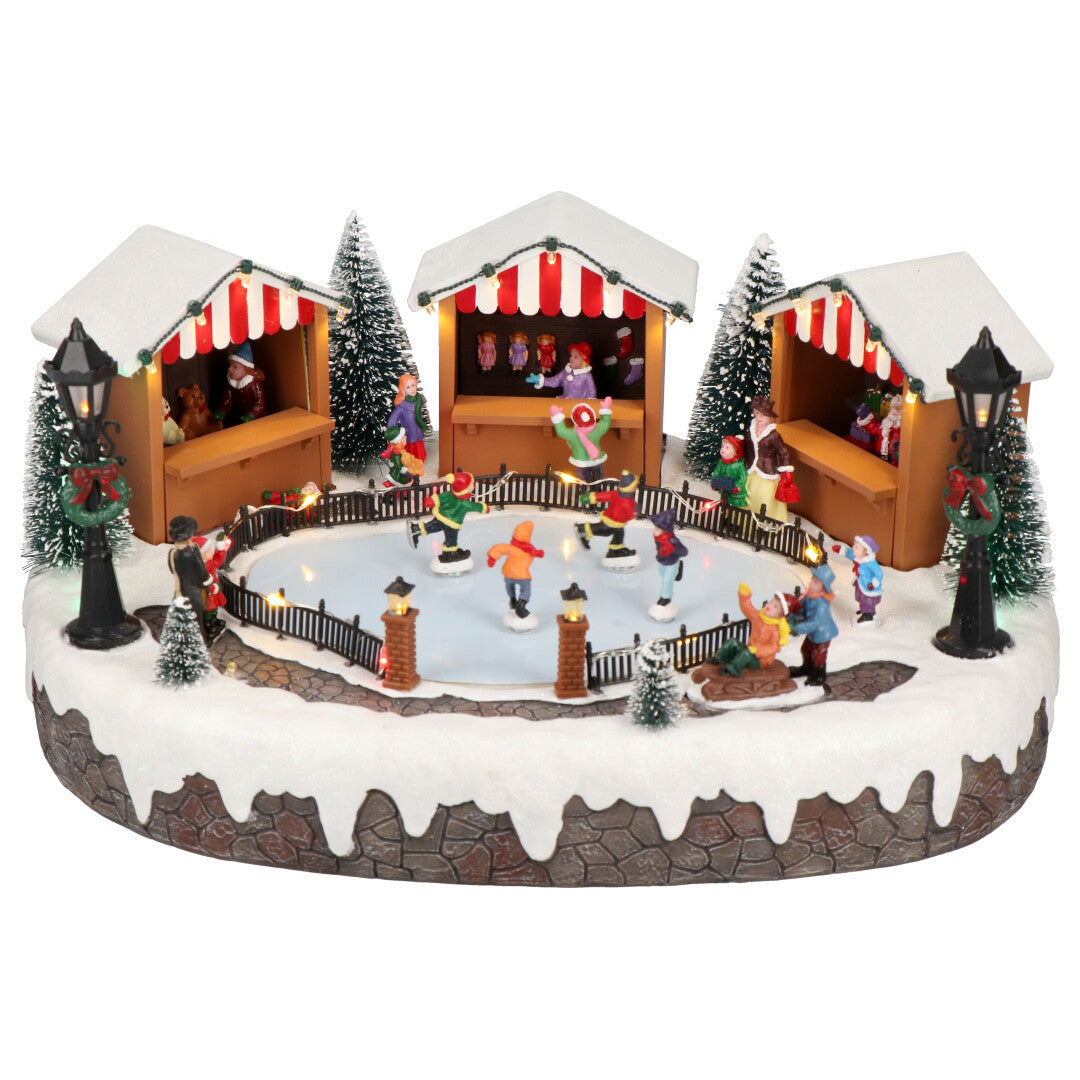 Village skaters animatedMulticolor-Adapter-LED-36x28,5x17cm