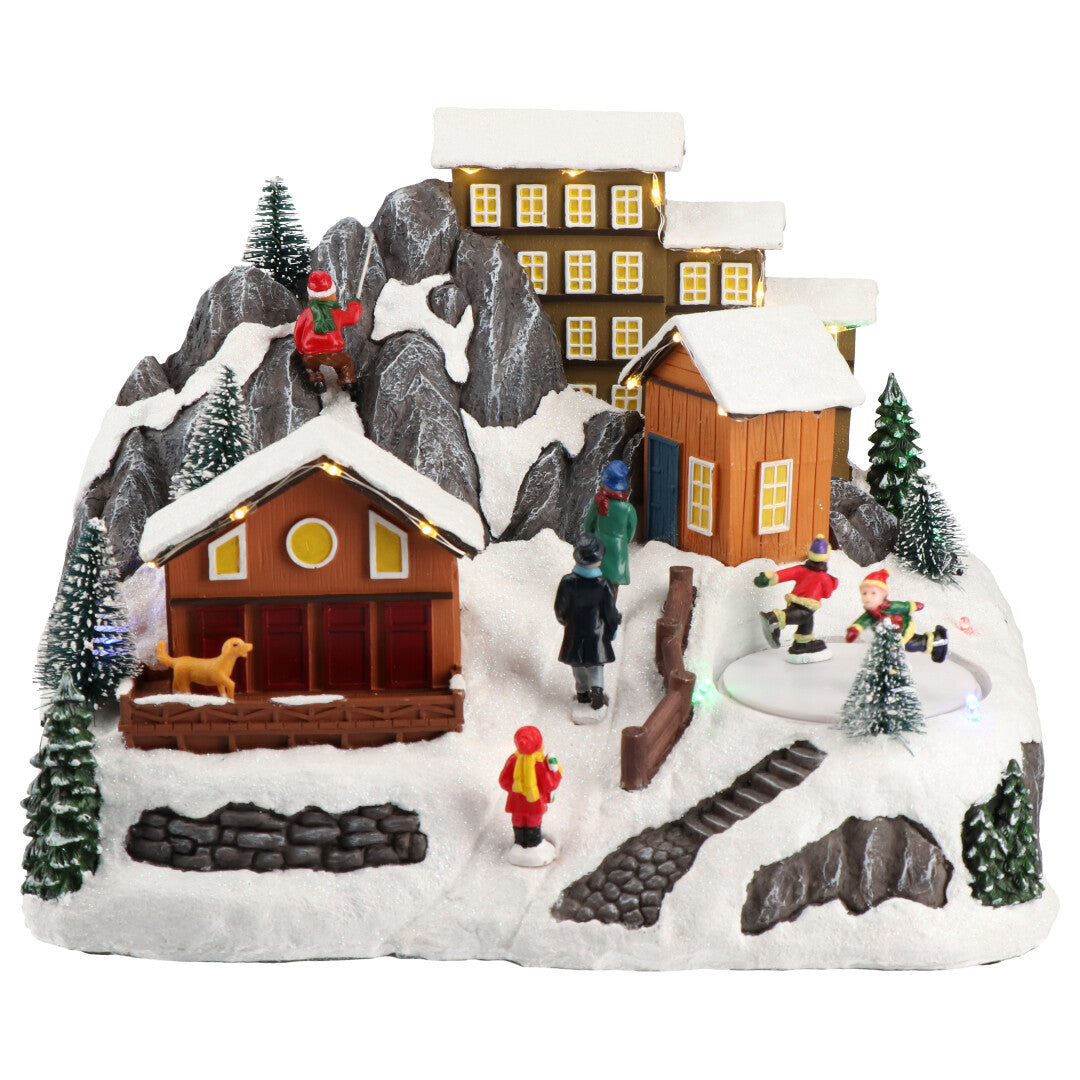 Village skaters animatedMulticolor-B/O-LED-28x20,5x21cm
