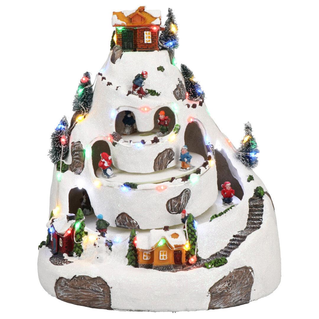 Village skating kids animatedMulticolor-Adapter-LED-21x21x25cm