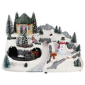 Village sleigh and train animatedMulticolor-B/O-LED-30x18,5x19,3cm