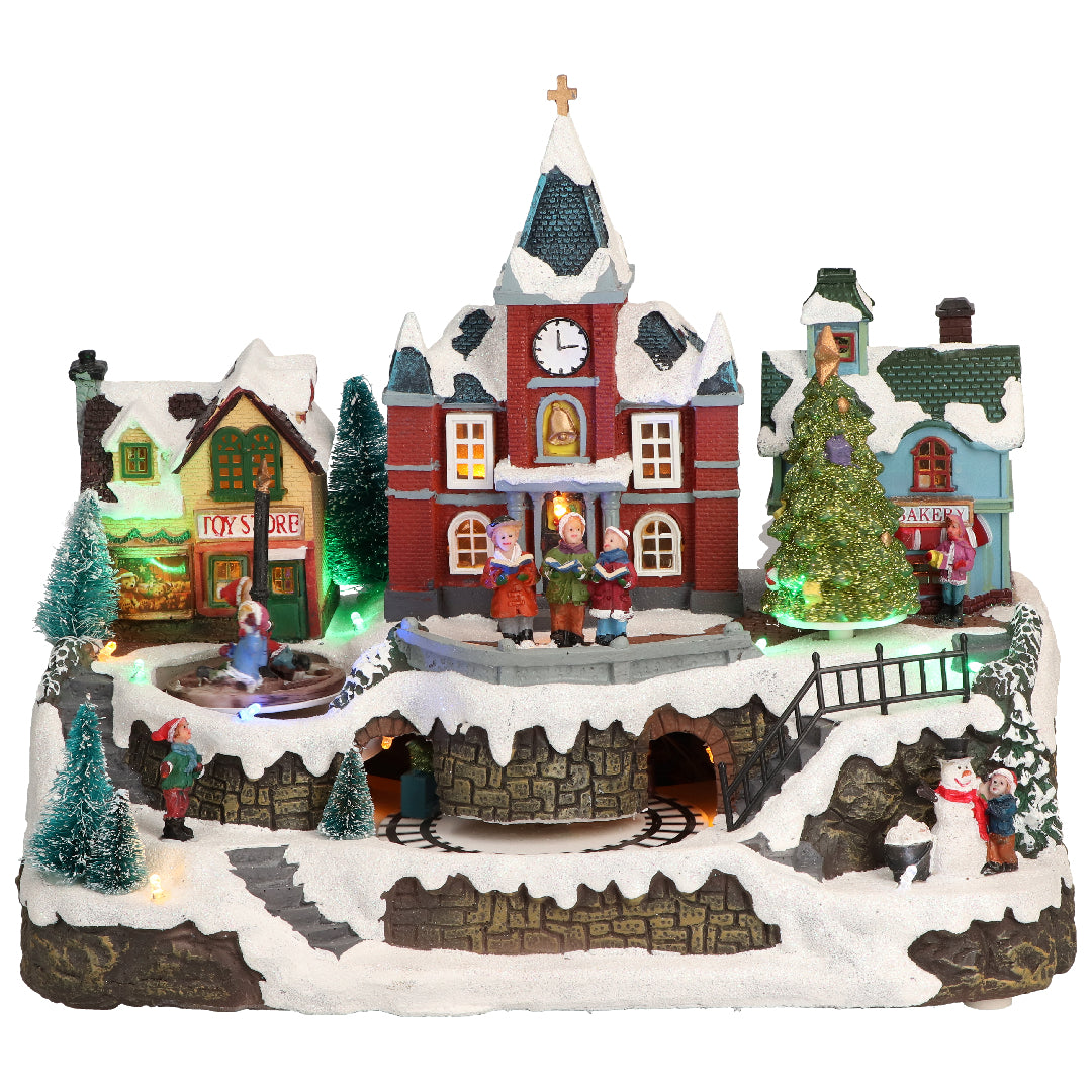 Village train animatedMulticolor-Adapter incl.-LED-34x21x26