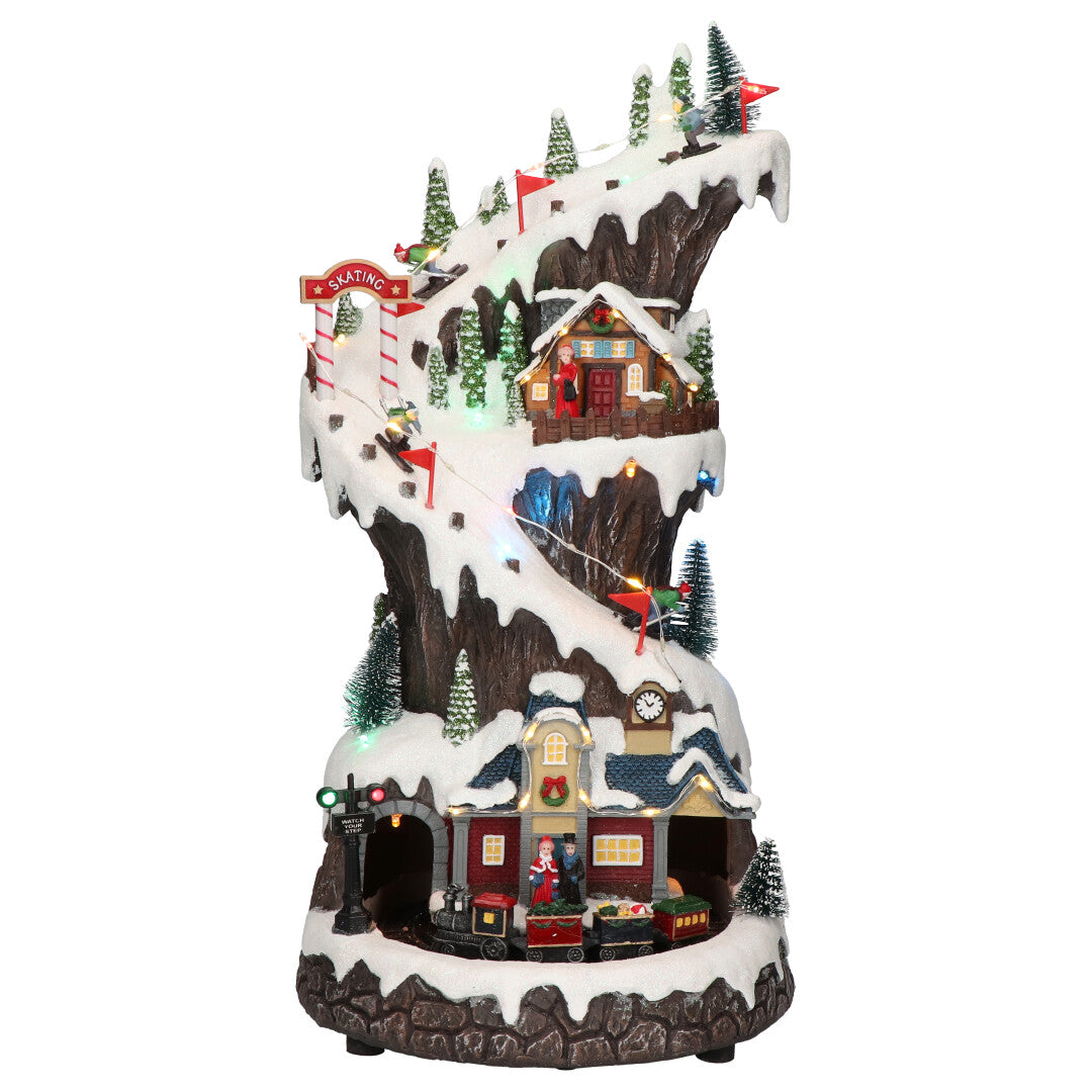 Village train animatedMulticolor-Adapter-LED-21x21x41cm