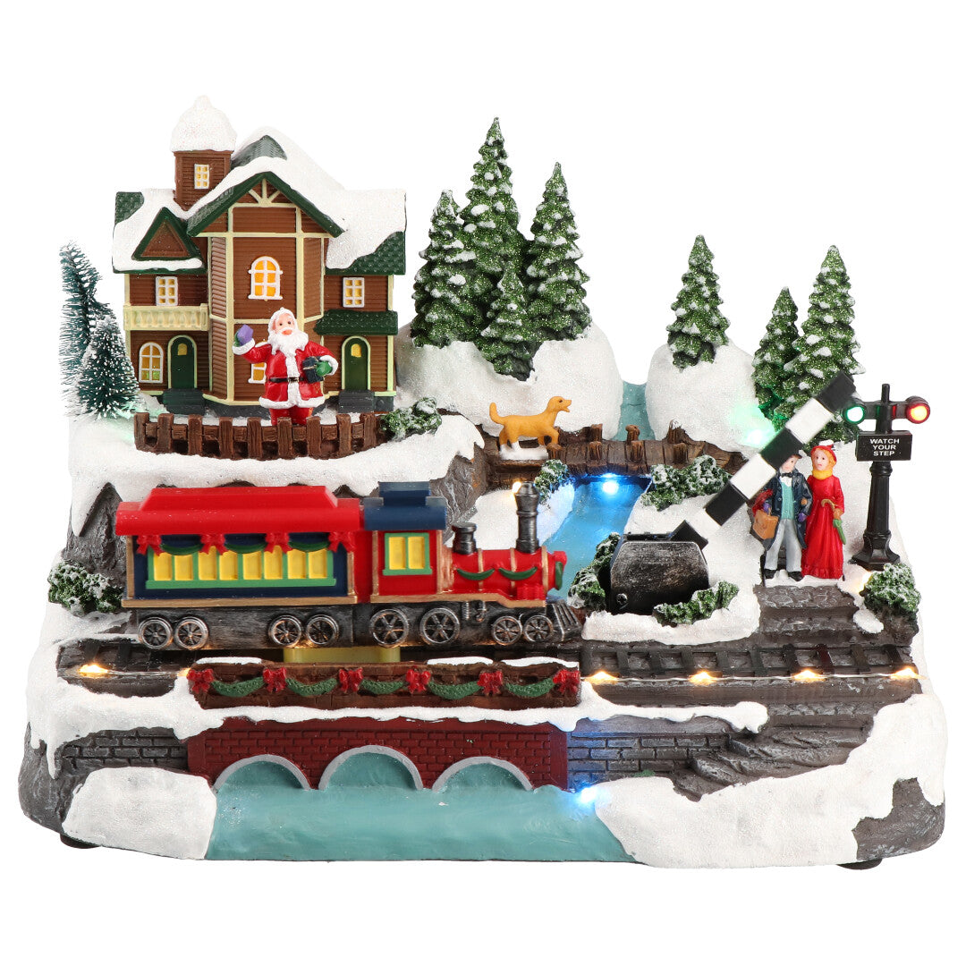 Village train animatedMulticolor-Adapter-LED-28,5x20x20cm
