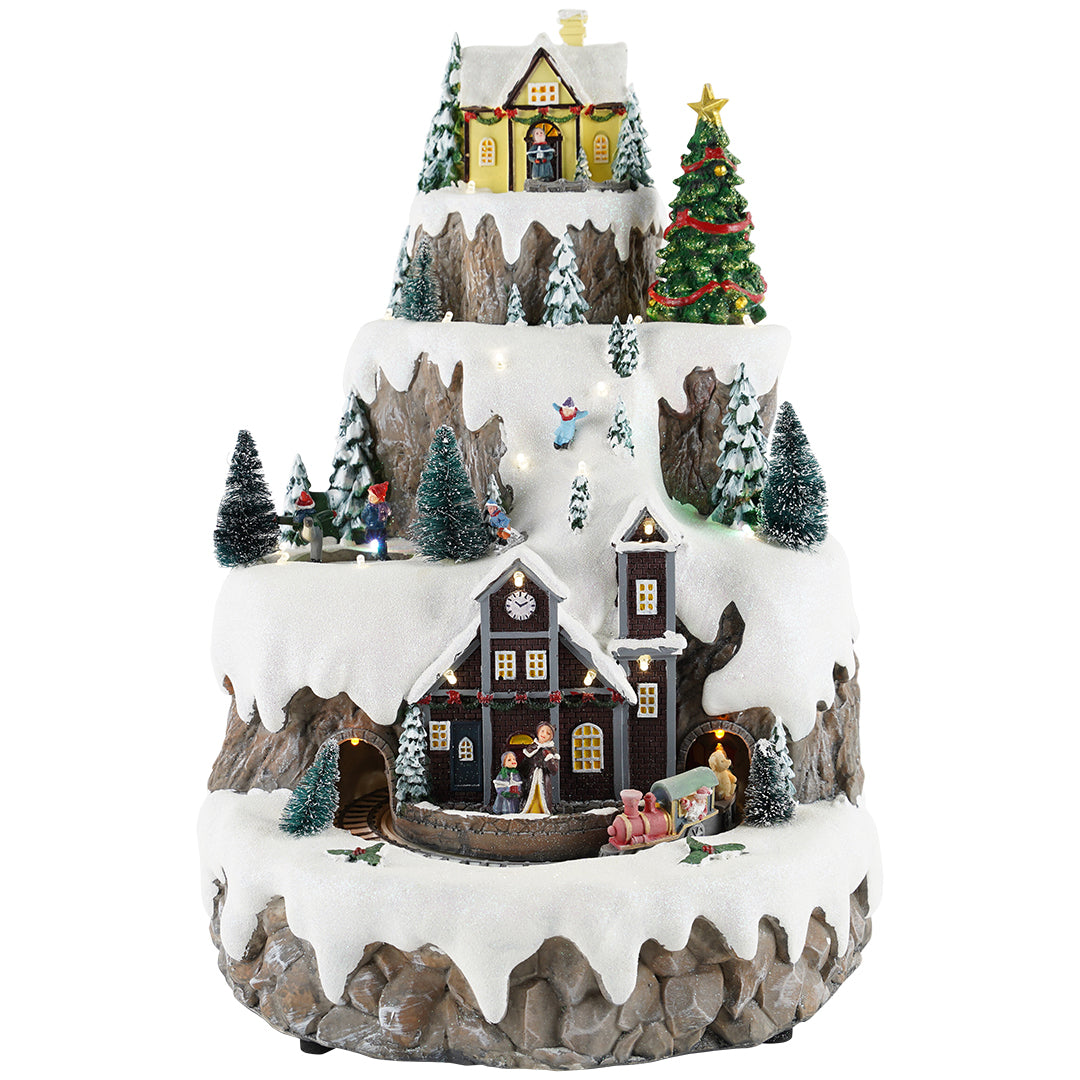 Village train animatedMulticolor-Adapter-LED-31x31x43cm