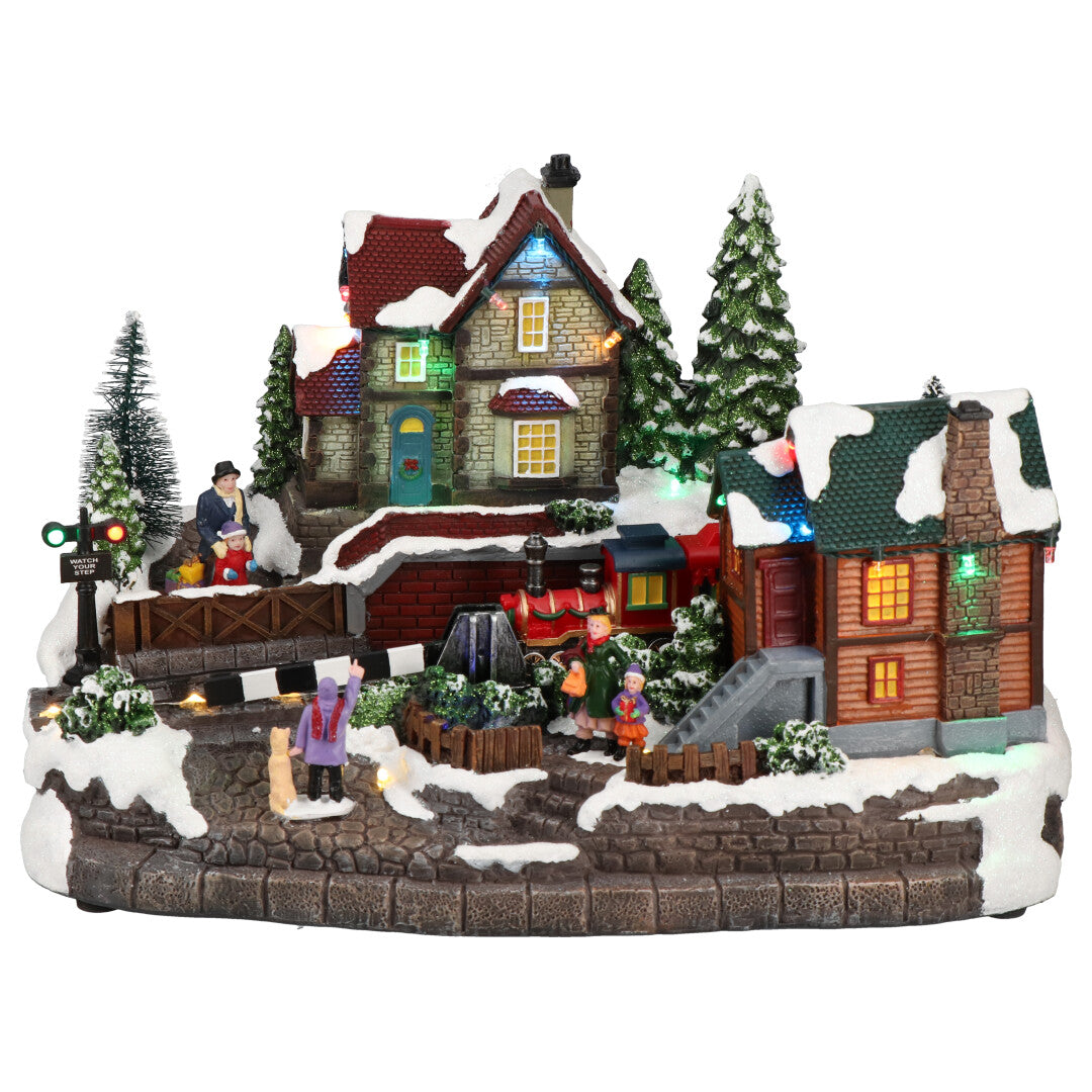 Village train animatedMulticolor-Adapter-LED-35x22x21,5cm