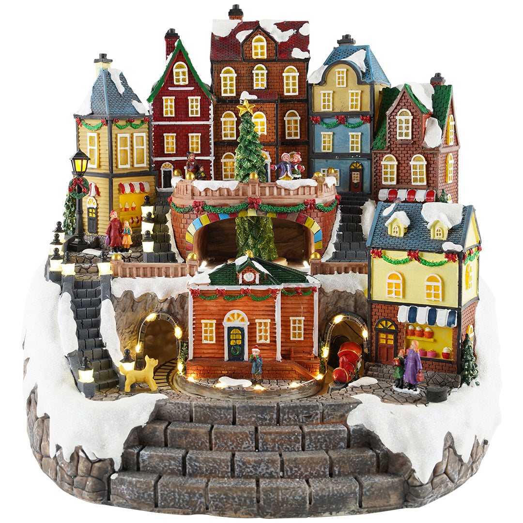 Village train animatedMulticolor-Adapter-LED-41,5x35,5x39cm