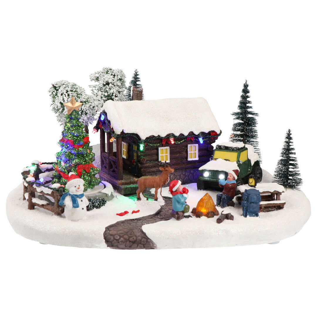 Village tree animatedMulticolor-B/O-LED-30,4x21,3x16cm