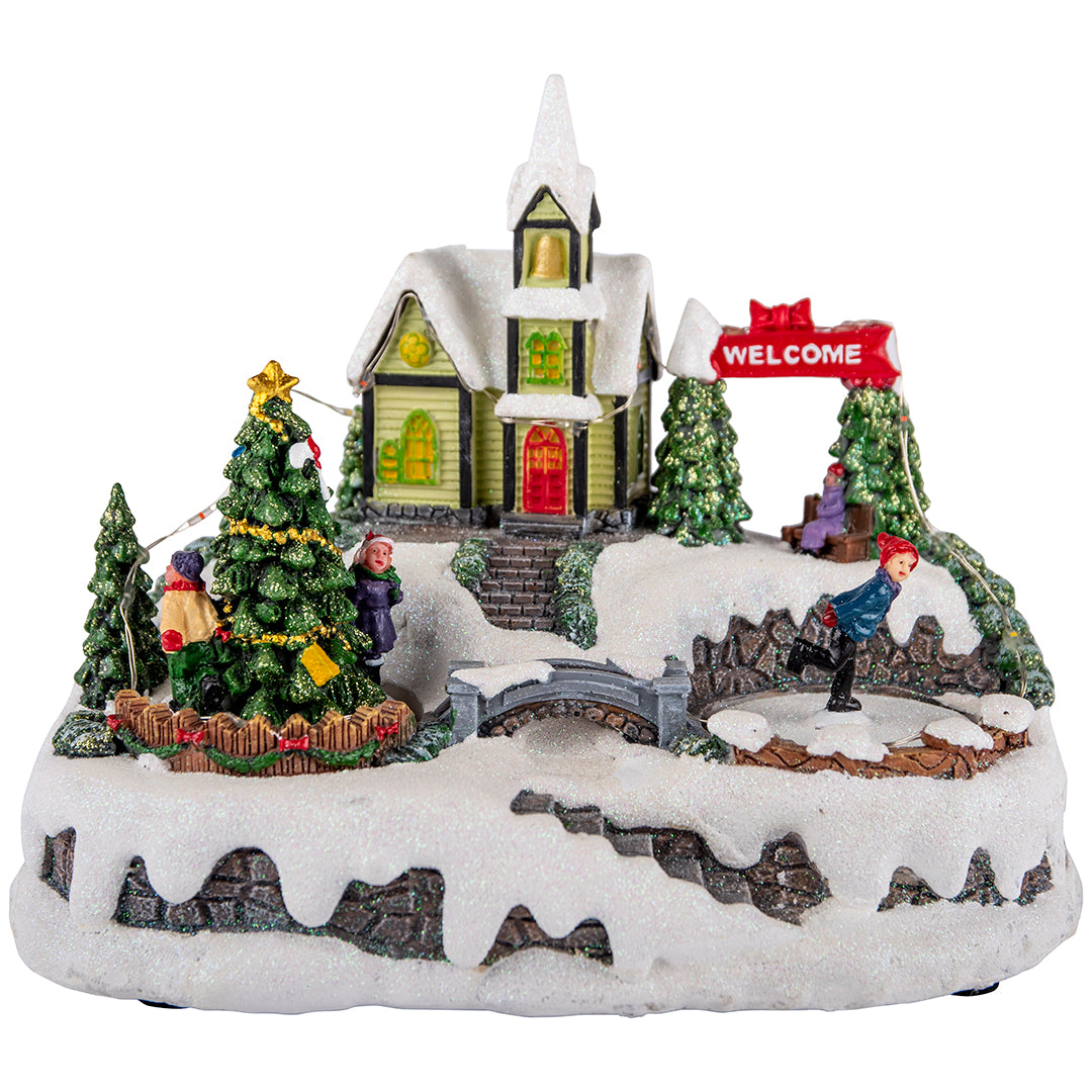 Village tree kids animatedMulticolor-B/O-LED-22x15,5x17,5cm
