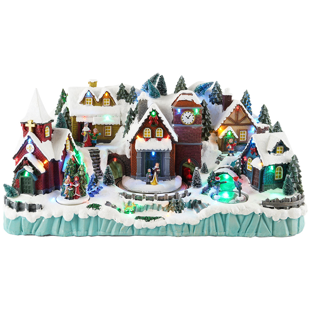 Village Xmas train animatedMulticolor-Adapter-LED-54x32x30cm
