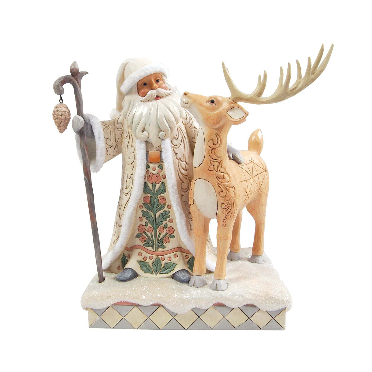 JIM SHORE - WDLND SANTA FUR TRIM COAT WITH BUCK
